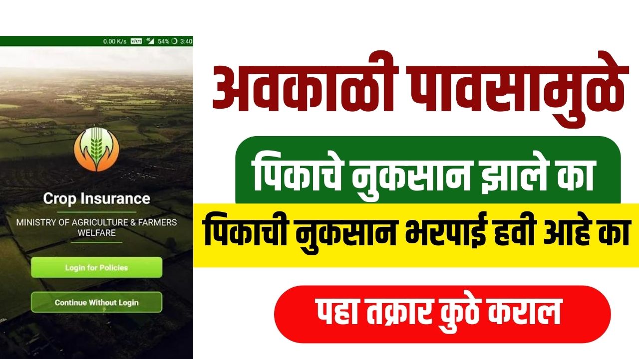 अवकाळी पावसामुळे पिकाचे नुकसान झाले ? नुकसान भरपाई हवी आहे पहा तक्रार कुठे कराल